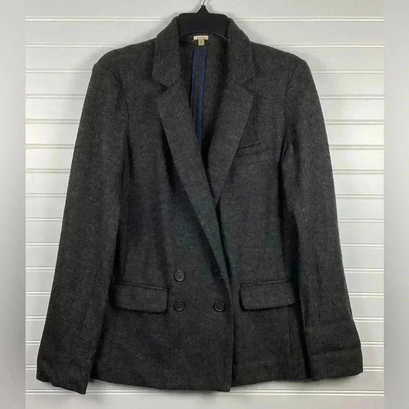 J. Crew NWOT 6 Dark Charcoal Gray 100% Wool Women's Button Front Blazer Size - Picture 10 of 11